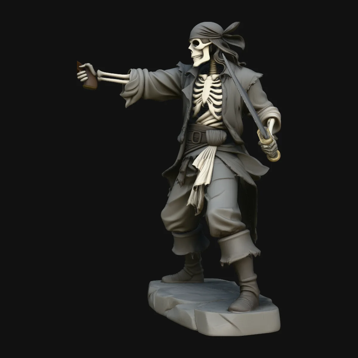 Skeleton Pirate Gunslinger Statue Design 3