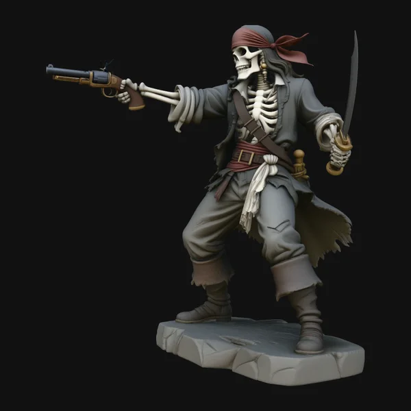 Skeleton Pirate Gunslinger Statue Design 4