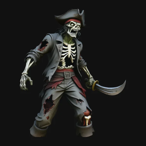 Skeleton Pirate Statue Design 2