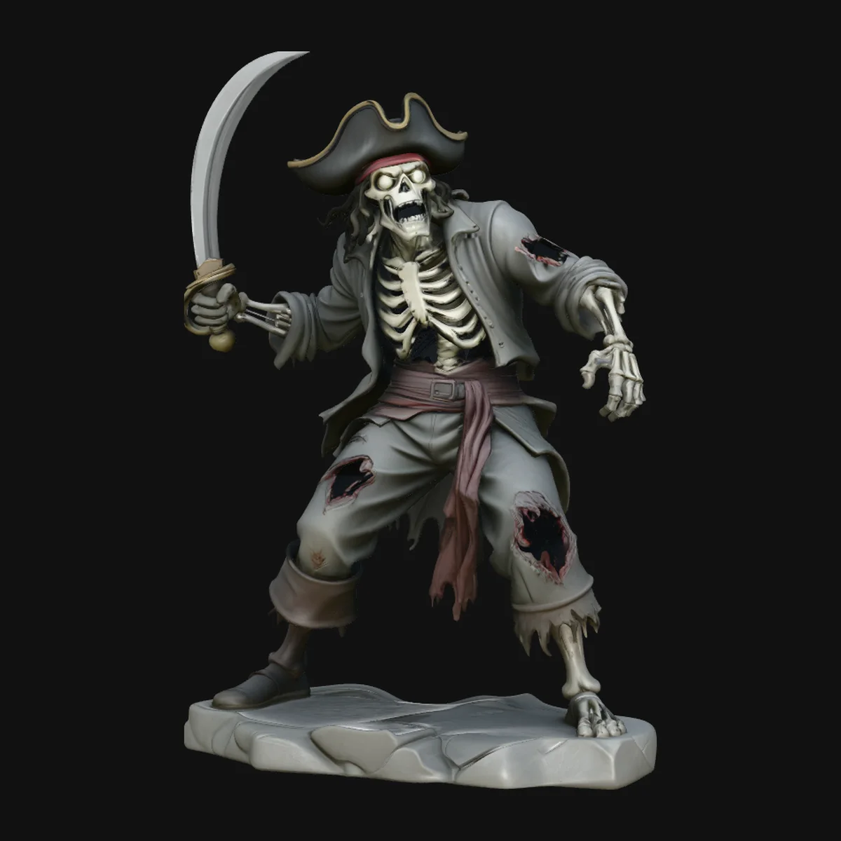 Skeleton Pirate Statue Design 4