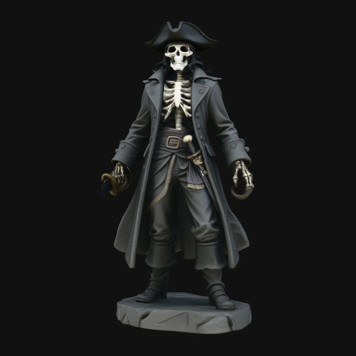 Skeleton Pirate with Hook Hand Statue Design 2