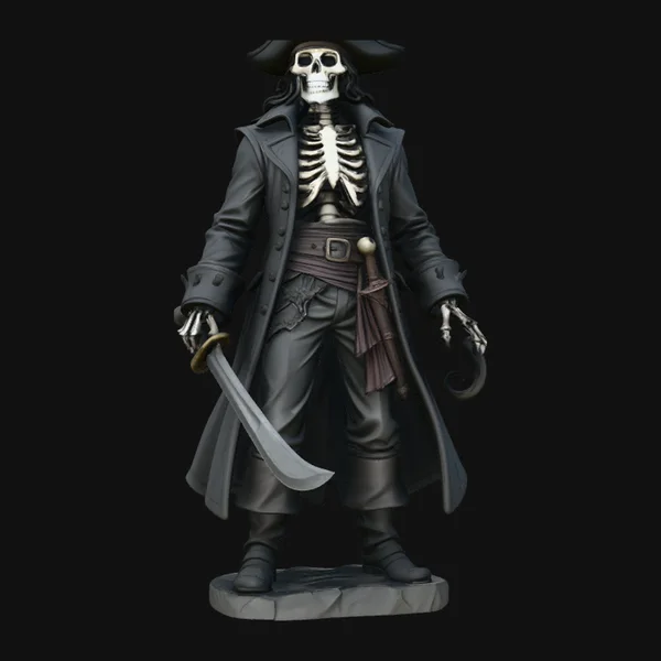 Skeleton Pirate with Hook Hand Statue Design 3