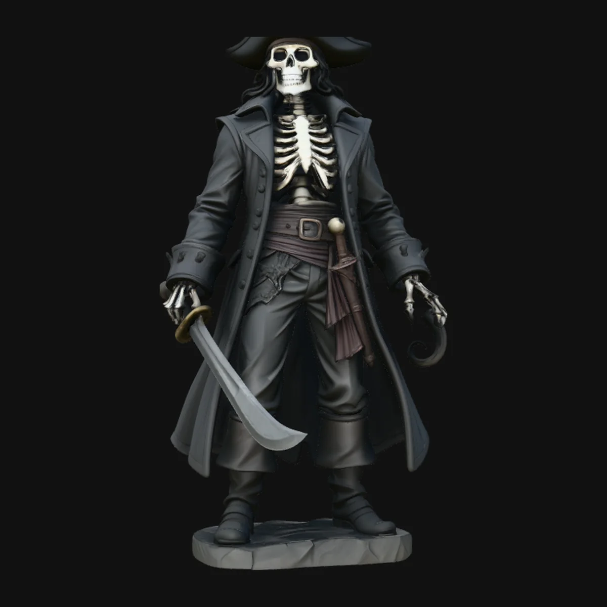 Skeleton Pirate with Hook Hand Statue Design 3