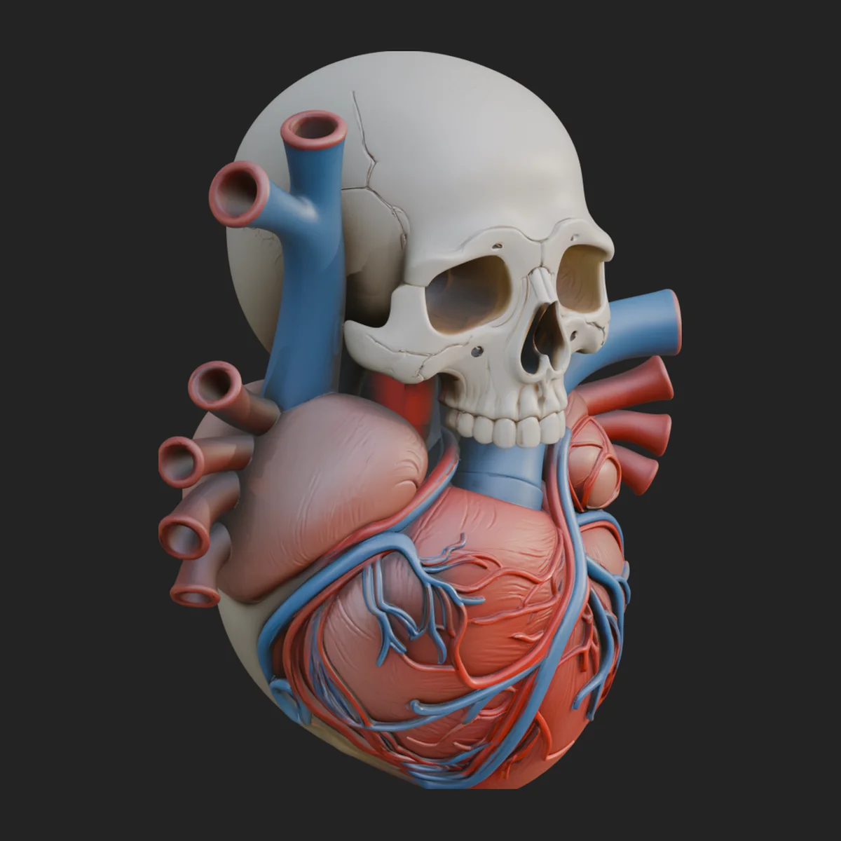 Skull and Heart Anatomy Statue Design 3