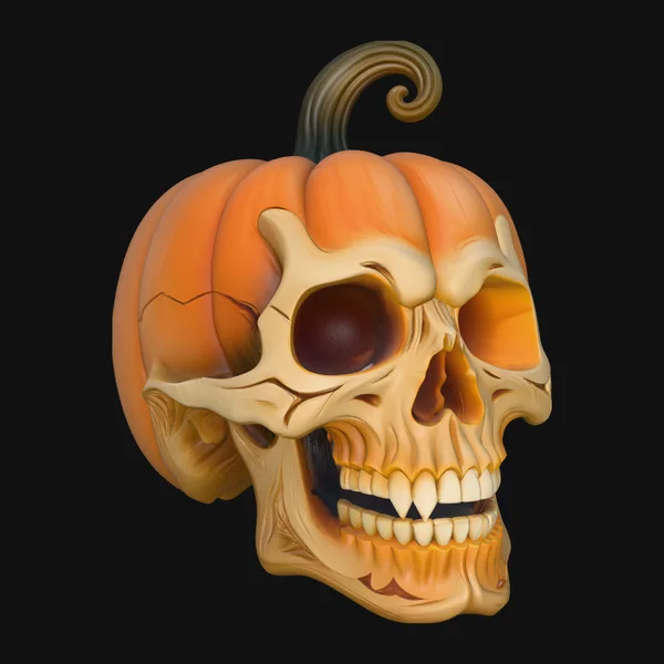 Skull Carved Pumpkin Statue Design 2