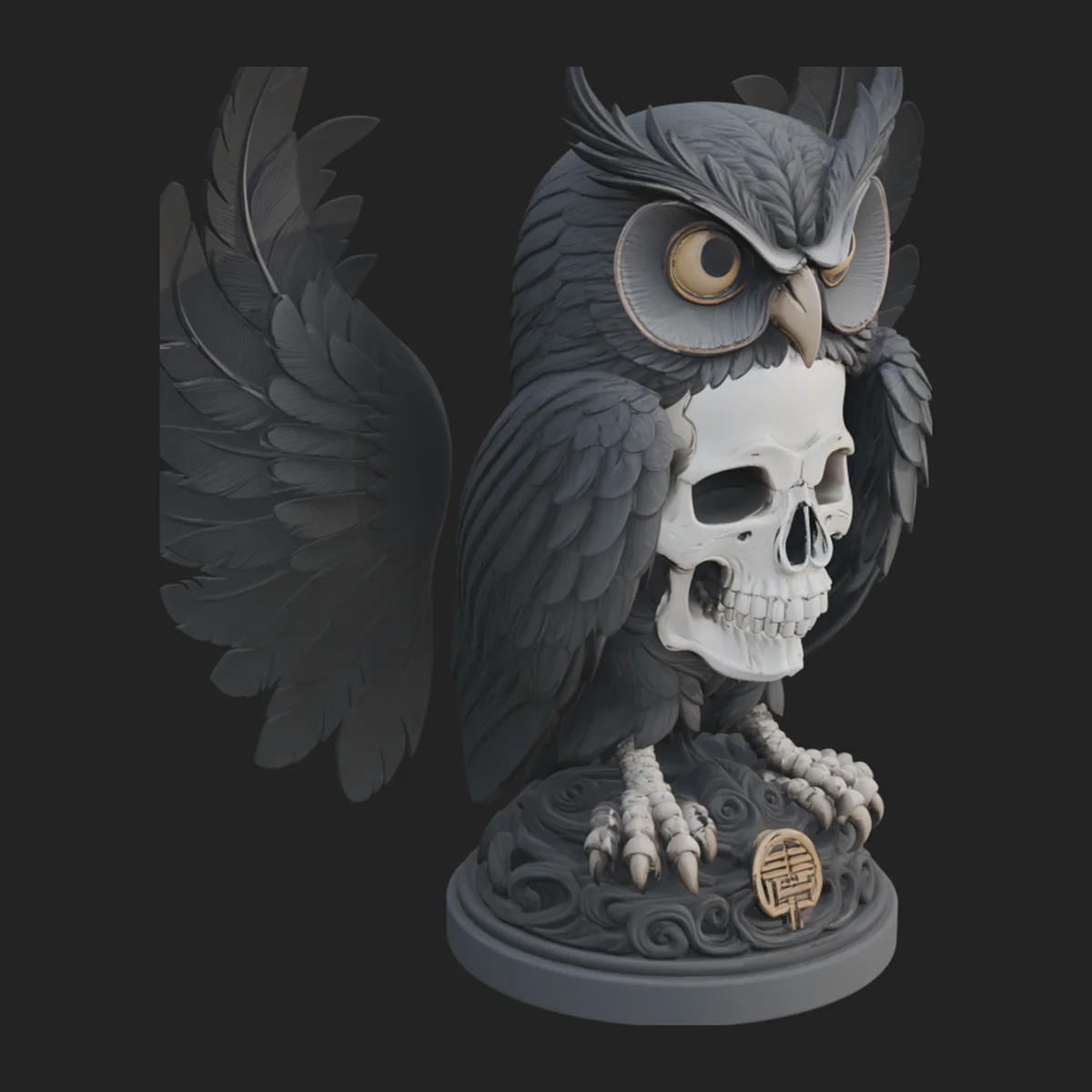 Skull Faced Owl Statue Design 1