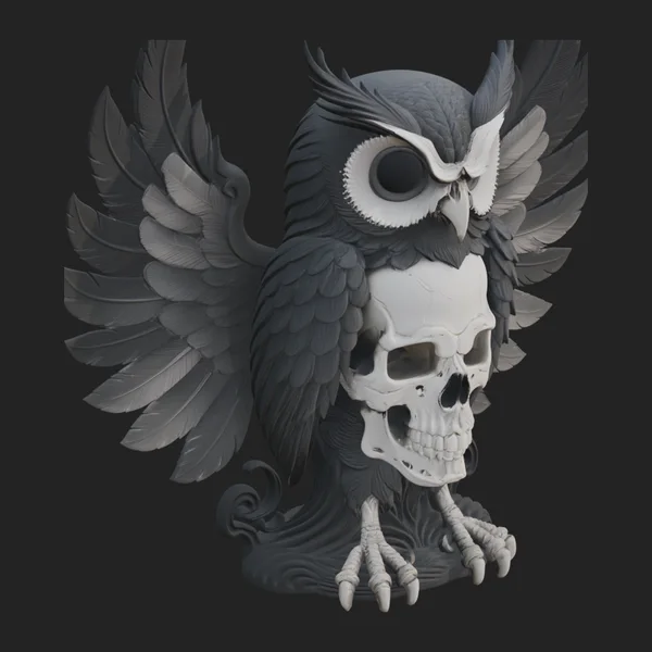 Skull Faced Owl Statue Design 2