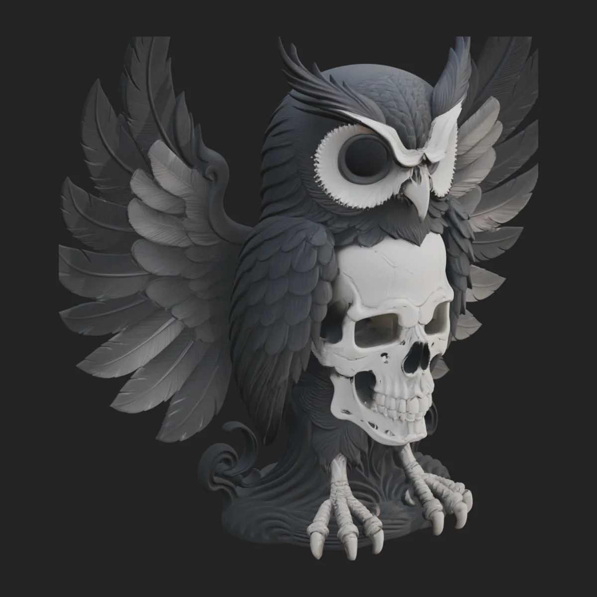 Skull Faced Owl Statue Design 2