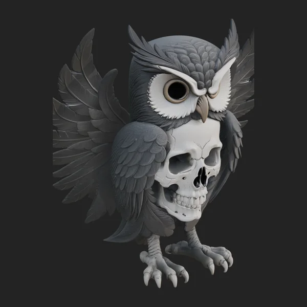 Skull Faced Owl Statue Design 3