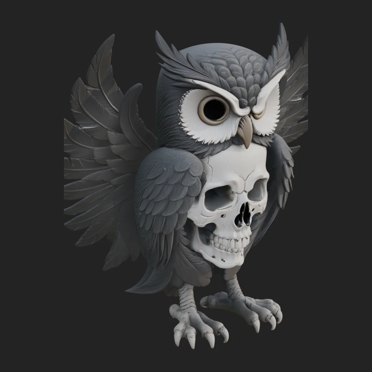 Skull Faced Owl Statue Design 3