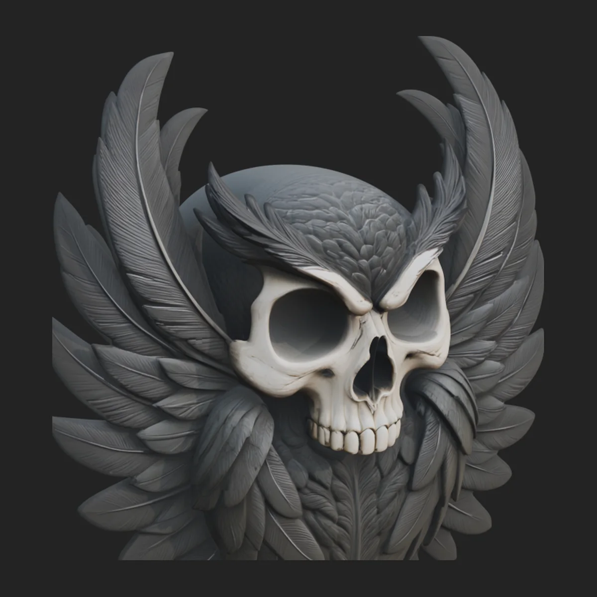 Skull Faced Owl Statue Design 4