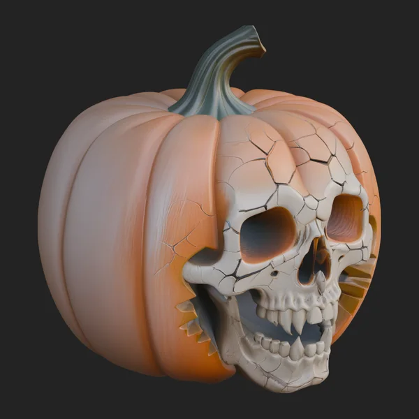 Skull Faced Pumpkin Statue Design 1