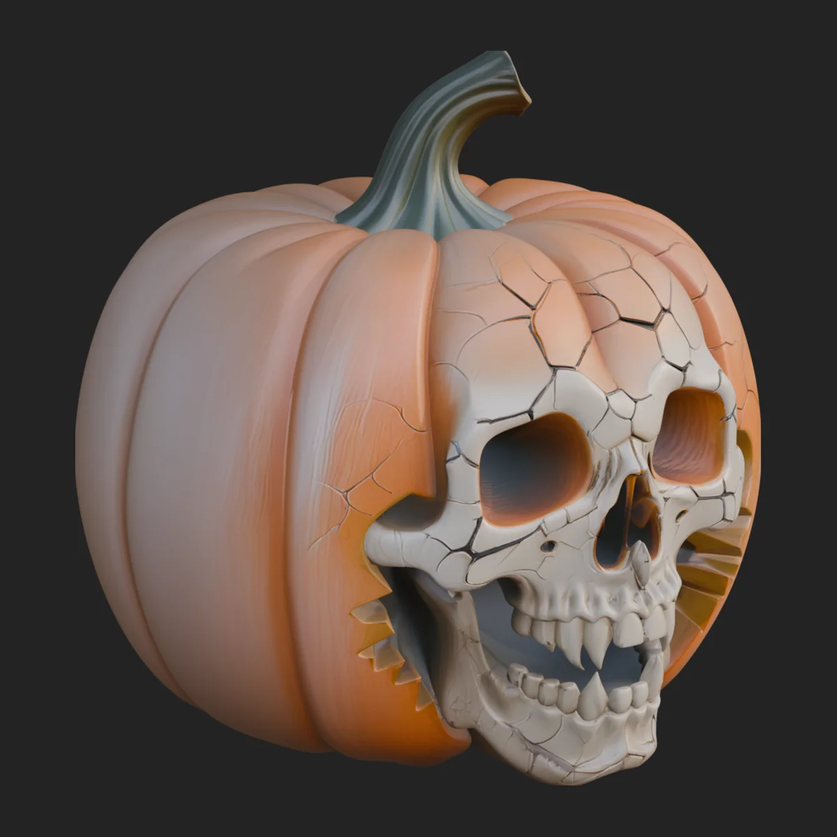 Skull Faced Pumpkin Statue Design 1