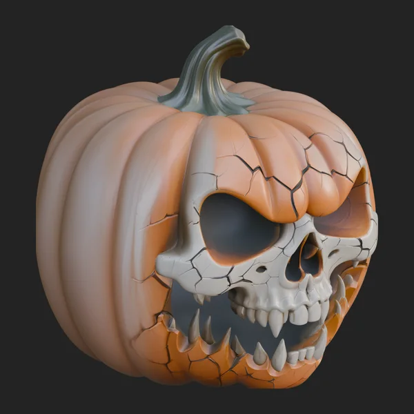 Skull Faced Pumpkin Statue Design 3