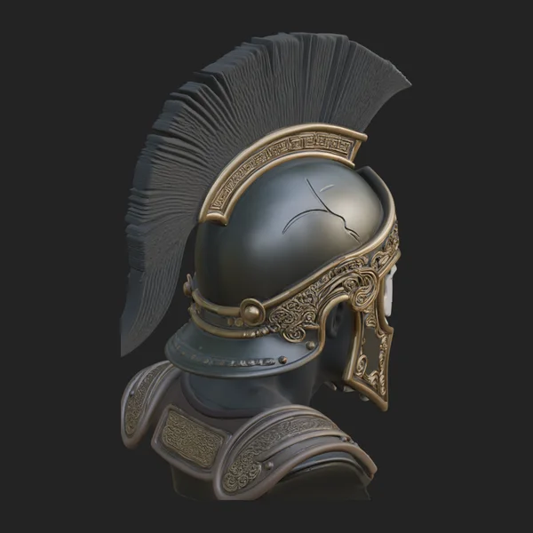 Skull in Crested Helmet Bust Statue Design 2