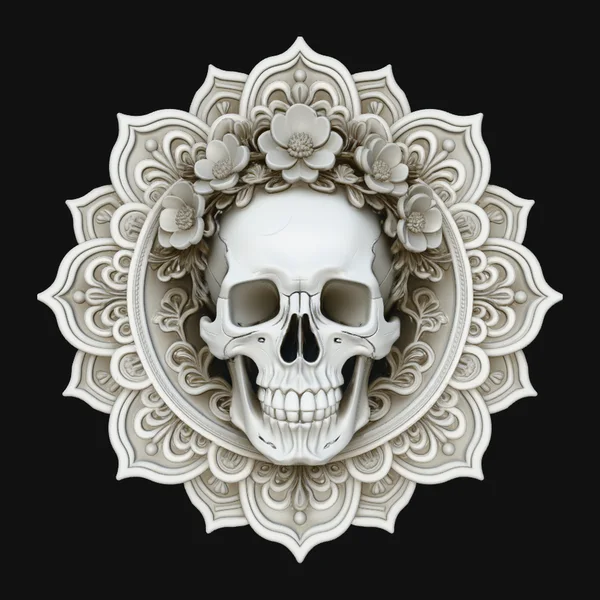 Skull in Mandala Frame Plaque Design 1