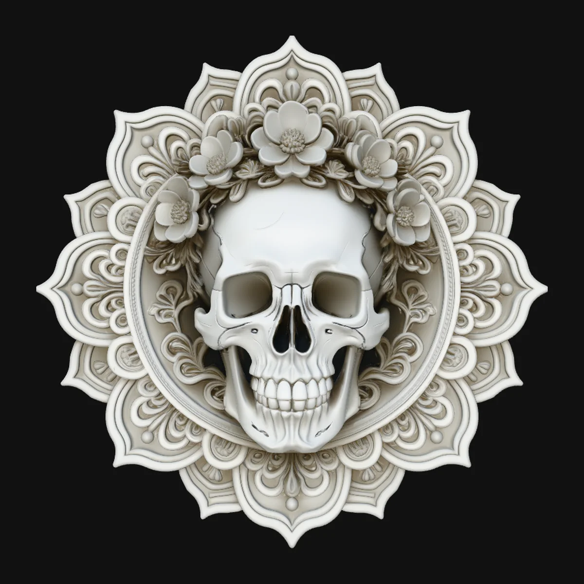 Skull in Mandala Frame Plaque Design 1