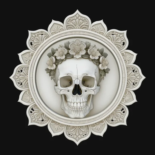 Skull in Mandala Frame Plaque Design 2