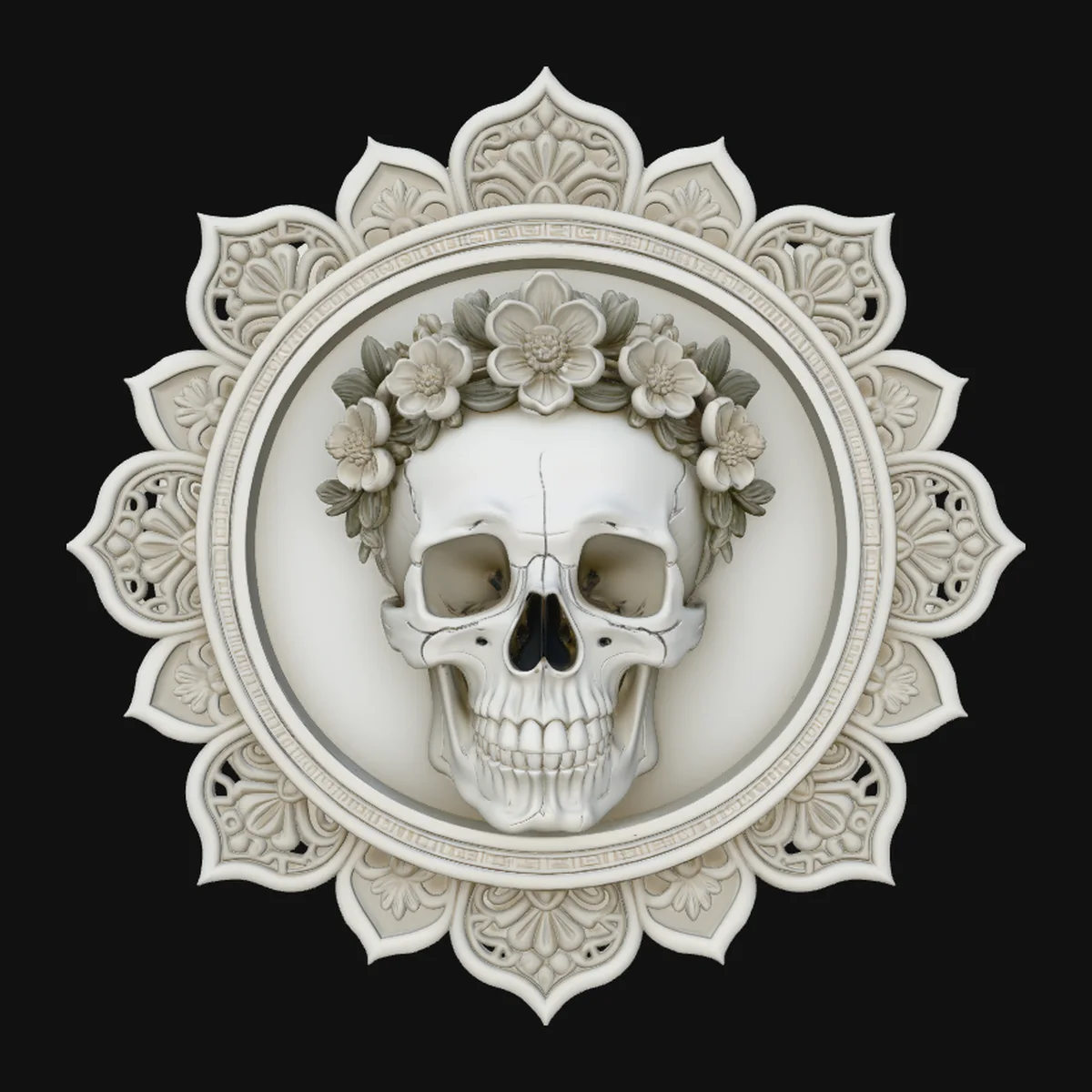 Skull in Mandala Frame Plaque Design 2