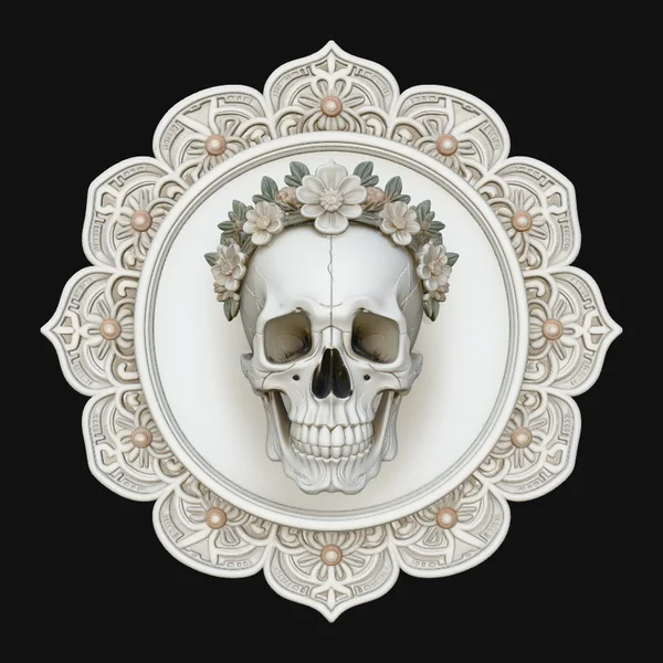 Skull in Mandala Frame Plaque Design 3