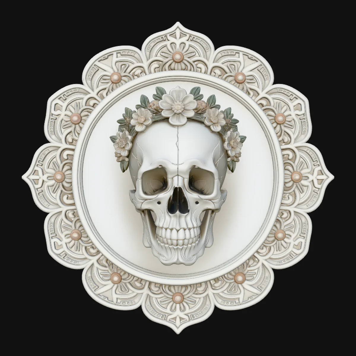 Skull in Mandala Frame Plaque Design 3