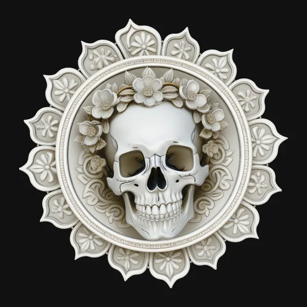 Skull in Mandala Frame Plaque Design 4