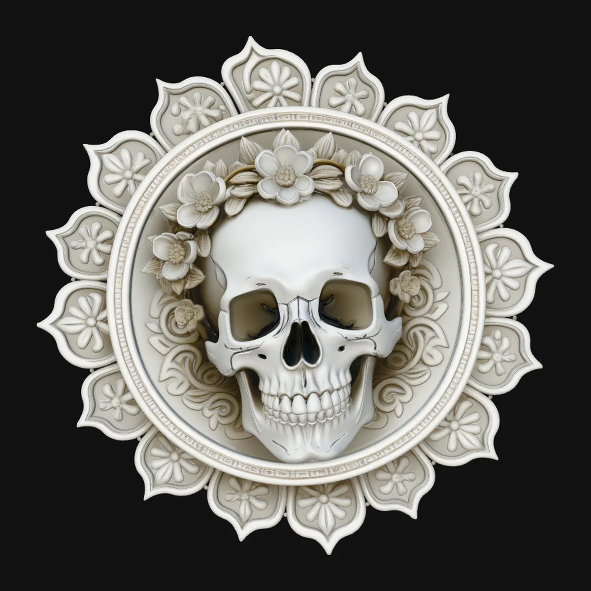 Skull in Mandala Frame Plaque Design 4