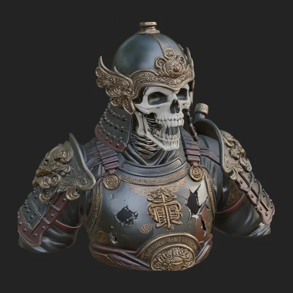 Skull Samurai Bust Statue Design 2
