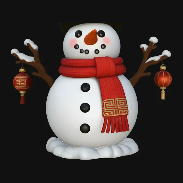 Snowman with Lanterns Statue Design 1