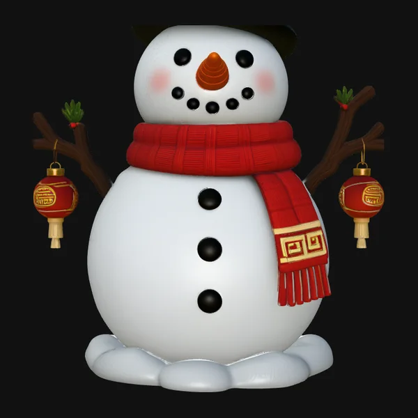 Snowman with Lanterns Statue Design 2