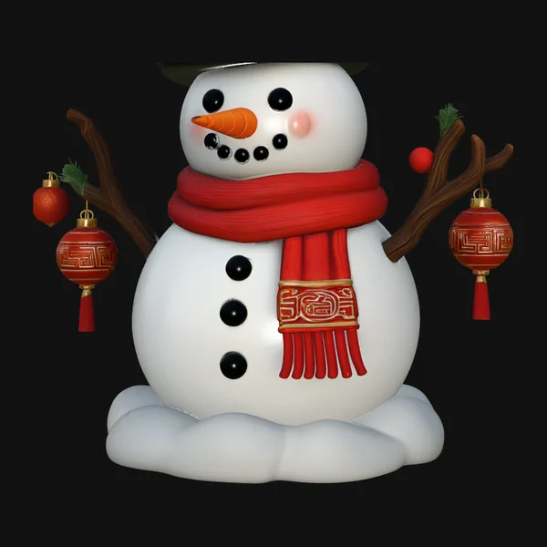 Snowman with Lanterns Statue Design 3