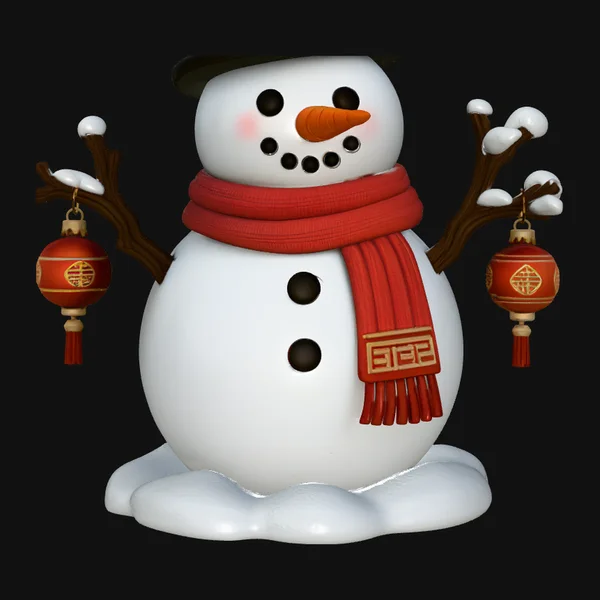 Snowman with Lanterns Statue Design 4