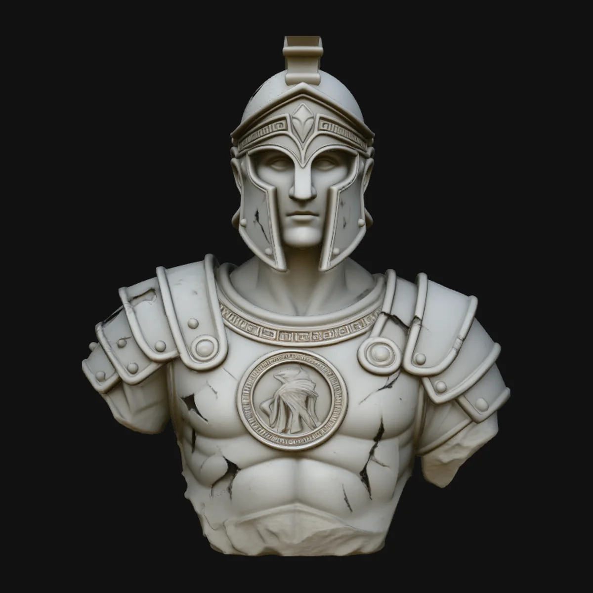 Spartan Warrior Bust Statue Design 3