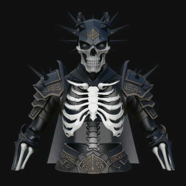 Spiked Armor Skeleton Bust Statue Design 1