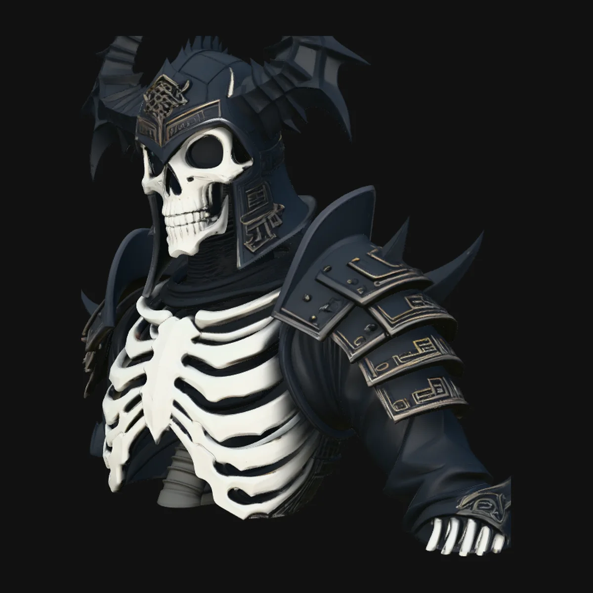Spiked Armor Skeleton Bust Statue Design 2