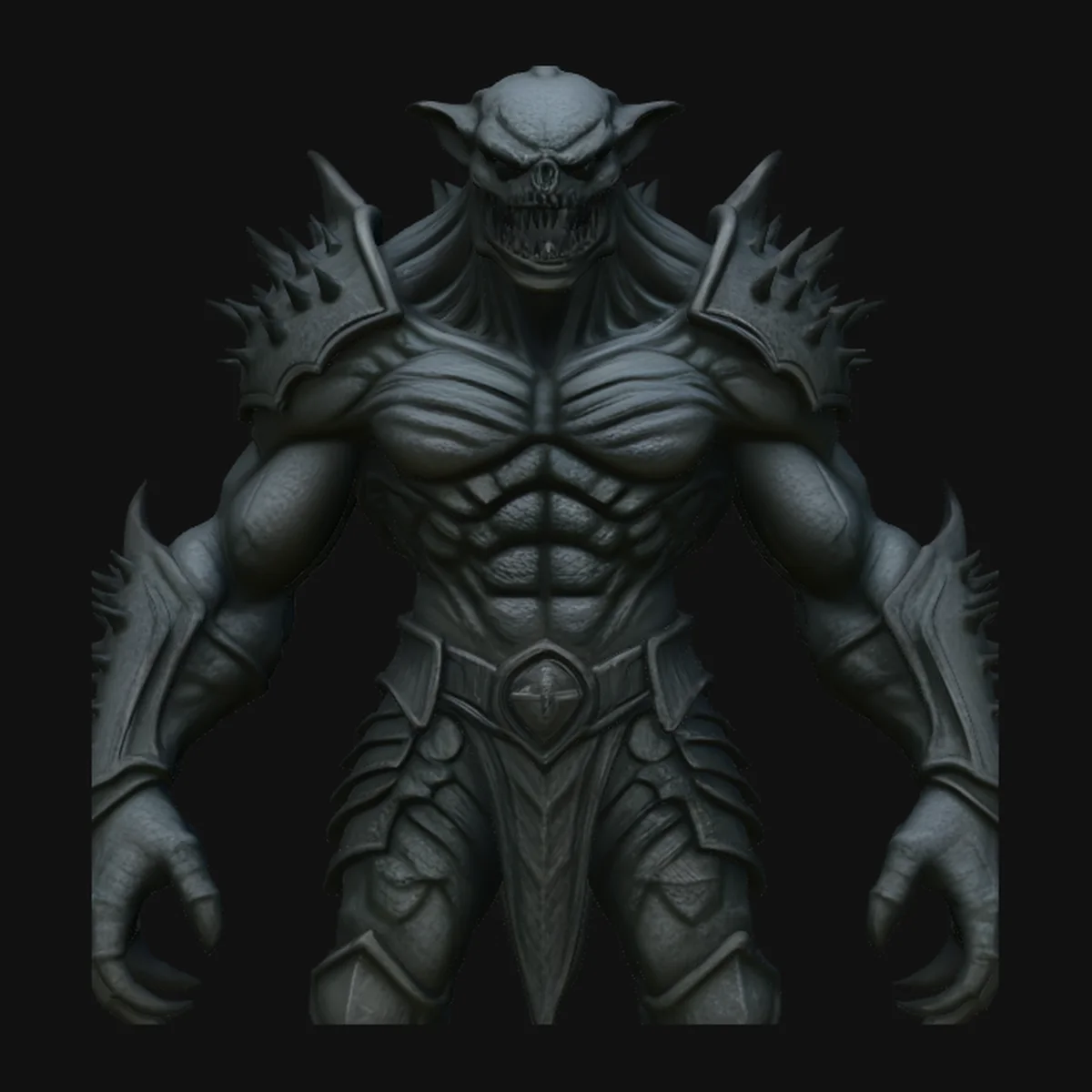 Spiked Demon Creature Statue Design 1