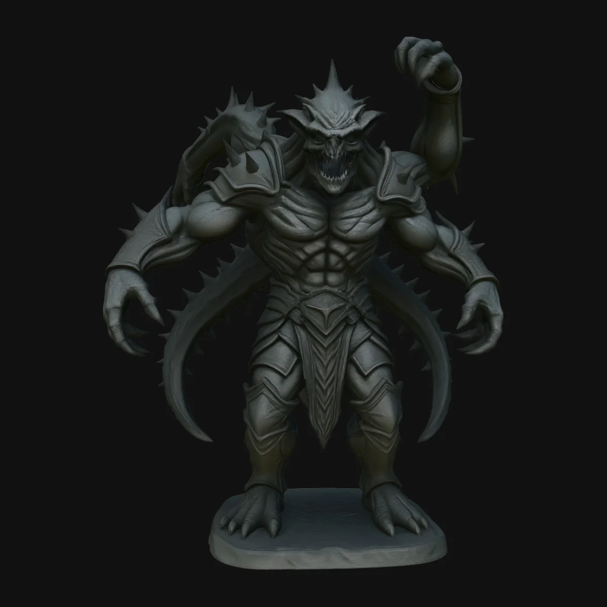 Spiked Demon Creature Statue Design 2