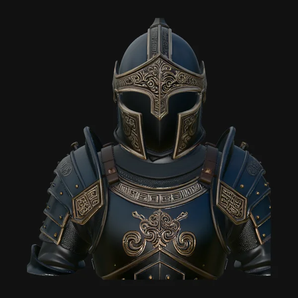 Spiked Helm Knight Armor Bust Statue Design 1