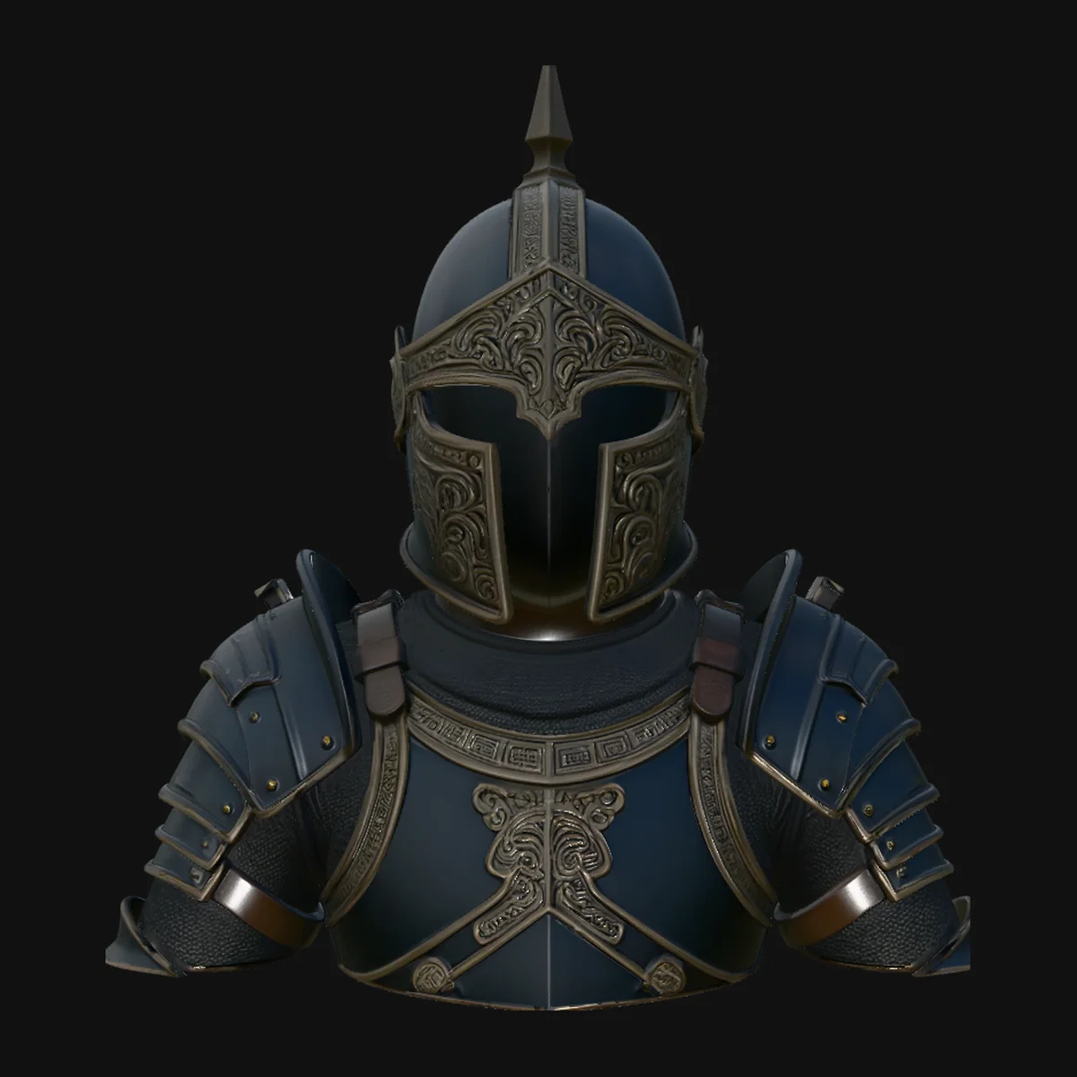 Spiked Helm Knight Armor Bust Statue Design 2