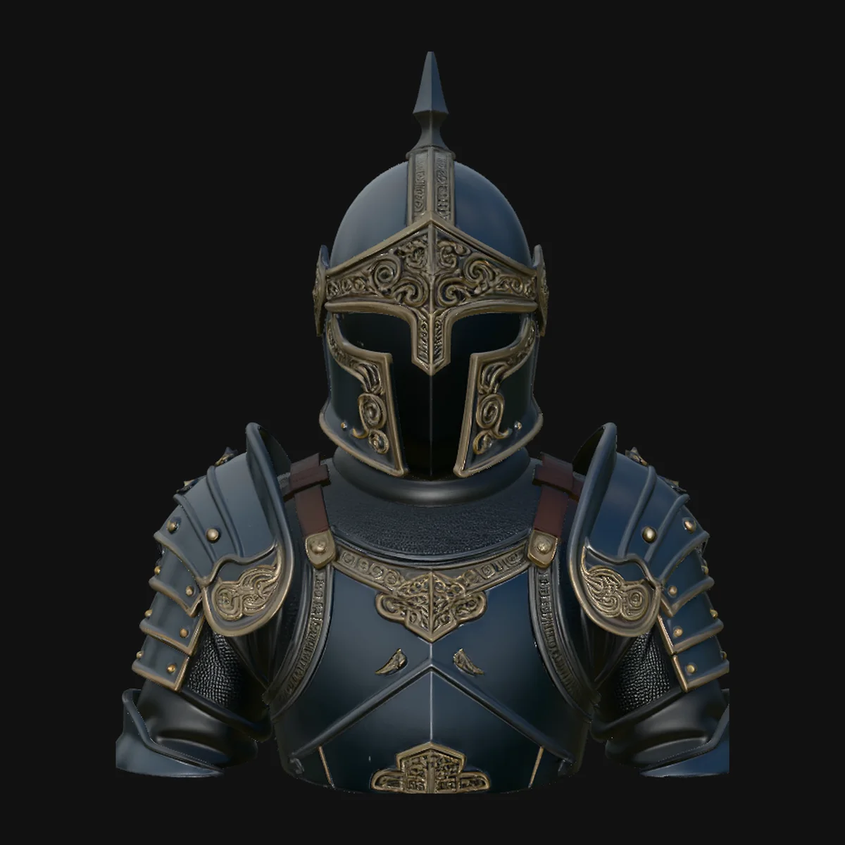 Spiked Helm Knight Armor Bust Statue Design 3