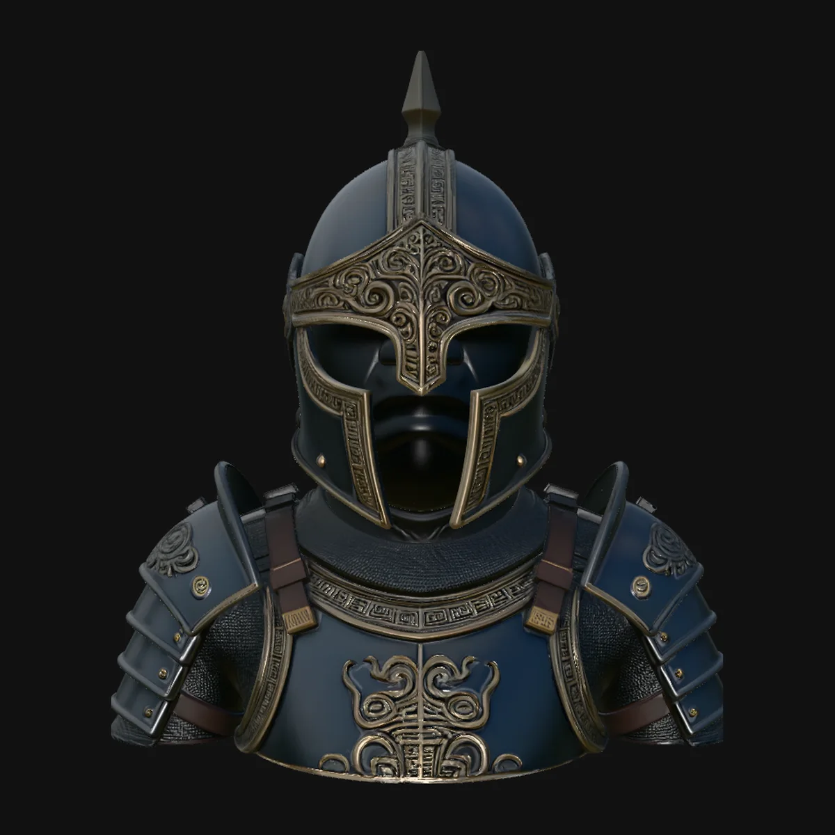 Spiked Helm Knight Armor Bust Statue Design 4