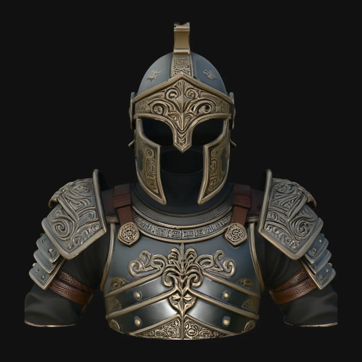Spiked Helm Knight Armor Bust Statue Design 6