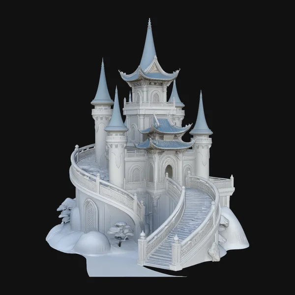 Spired Fairytale Castle Model Design 1