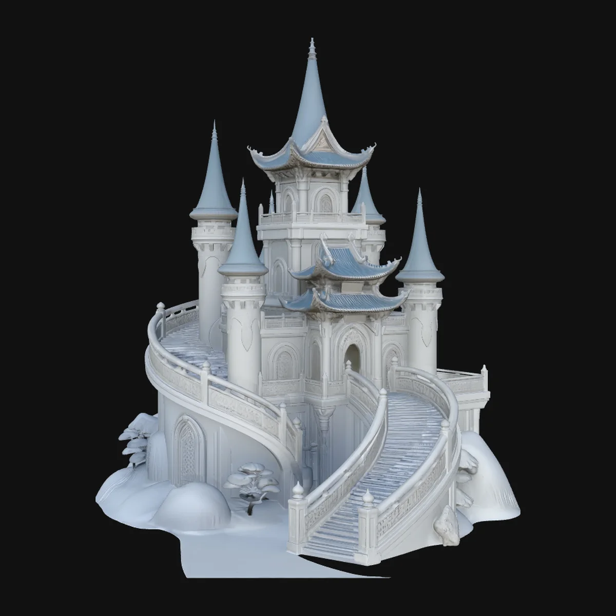 Spired Fairytale Castle Model Design 1