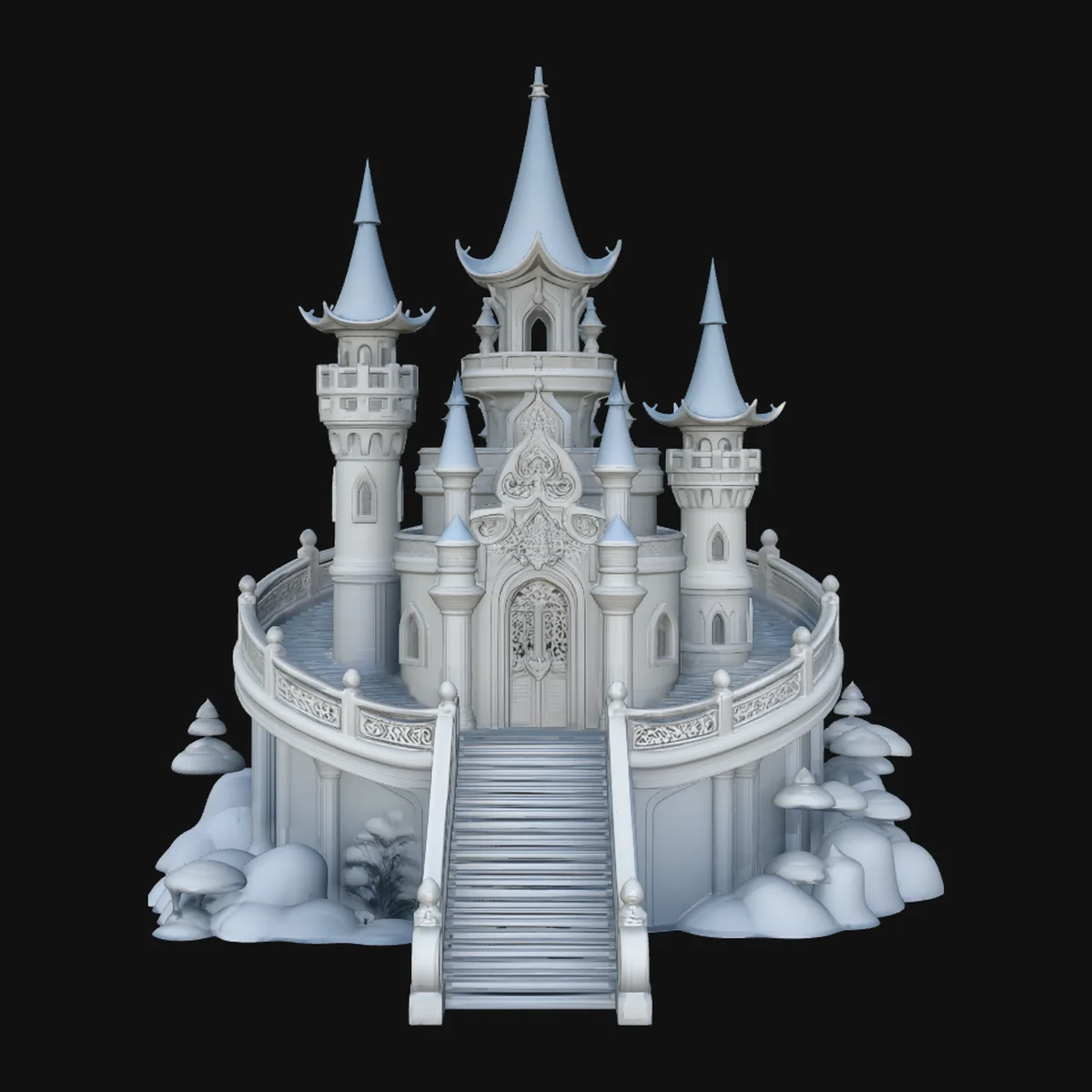 Spired Fairytale Castle Model Design 4