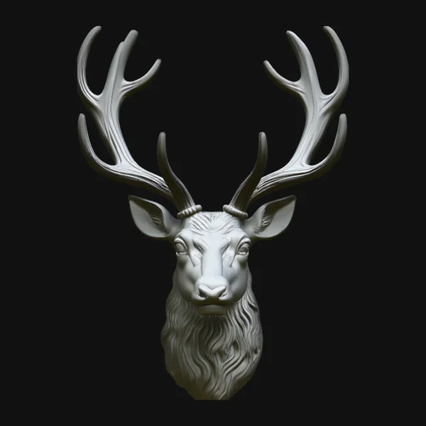 Stag Deer Head Relief Medallion Pendant Design 1