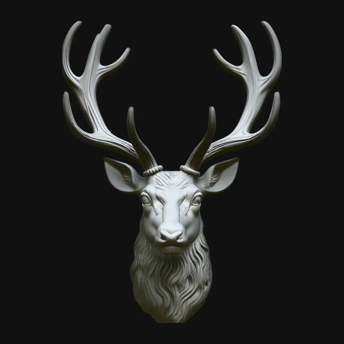 Stag Deer Head Relief Medallion Pendant Design 1