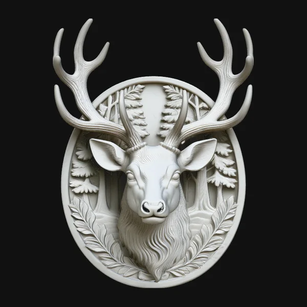 Stag Deer Head Relief Medallion Pendant Design 2