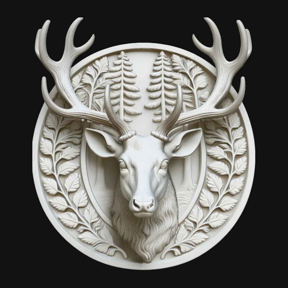 Stag Deer Head Relief Medallion Pendant Design 3