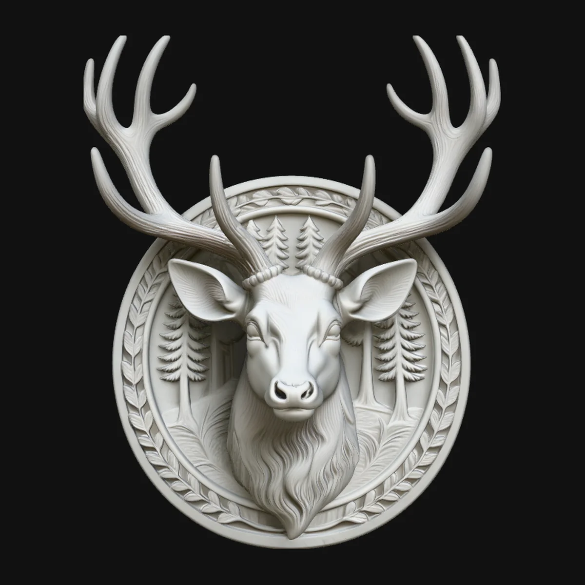 Stag Deer Head Relief Medallion Pendant Design 4